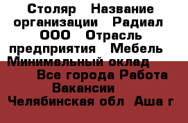 Столяр › Название организации ­ Радиал, ООО › Отрасль предприятия ­ Мебель › Минимальный оклад ­ 30 000 - Все города Работа » Вакансии   . Челябинская обл.,Аша г.